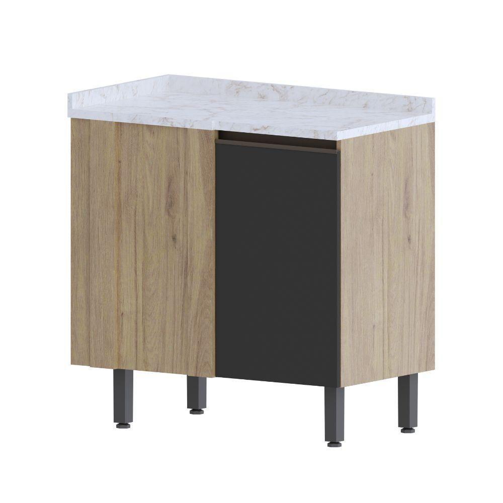 Balcão De Madeira De Canto 1 Porta Grafite Urbana Bertolini Grafite/carvalho - 1