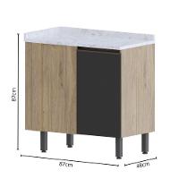 Balcão De Madeira De Canto 1 Porta Grafite Urbana Bertolini Grafite/carvalho - 2