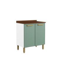 Balcão De Aço Com Tampo 2 Portas Verde Bella Bertolini Verde/branco - 1