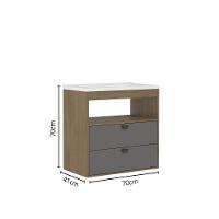 Balcão Para Banheiro Com Pia E 2 Gavetas Grafite Bertolini Grafite/carvalho - 3