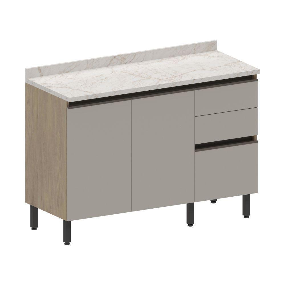 Balcão De Madeira 3 Portas 2 Gavetas Areia Urbana Bertolini Areia/carvalho - 1