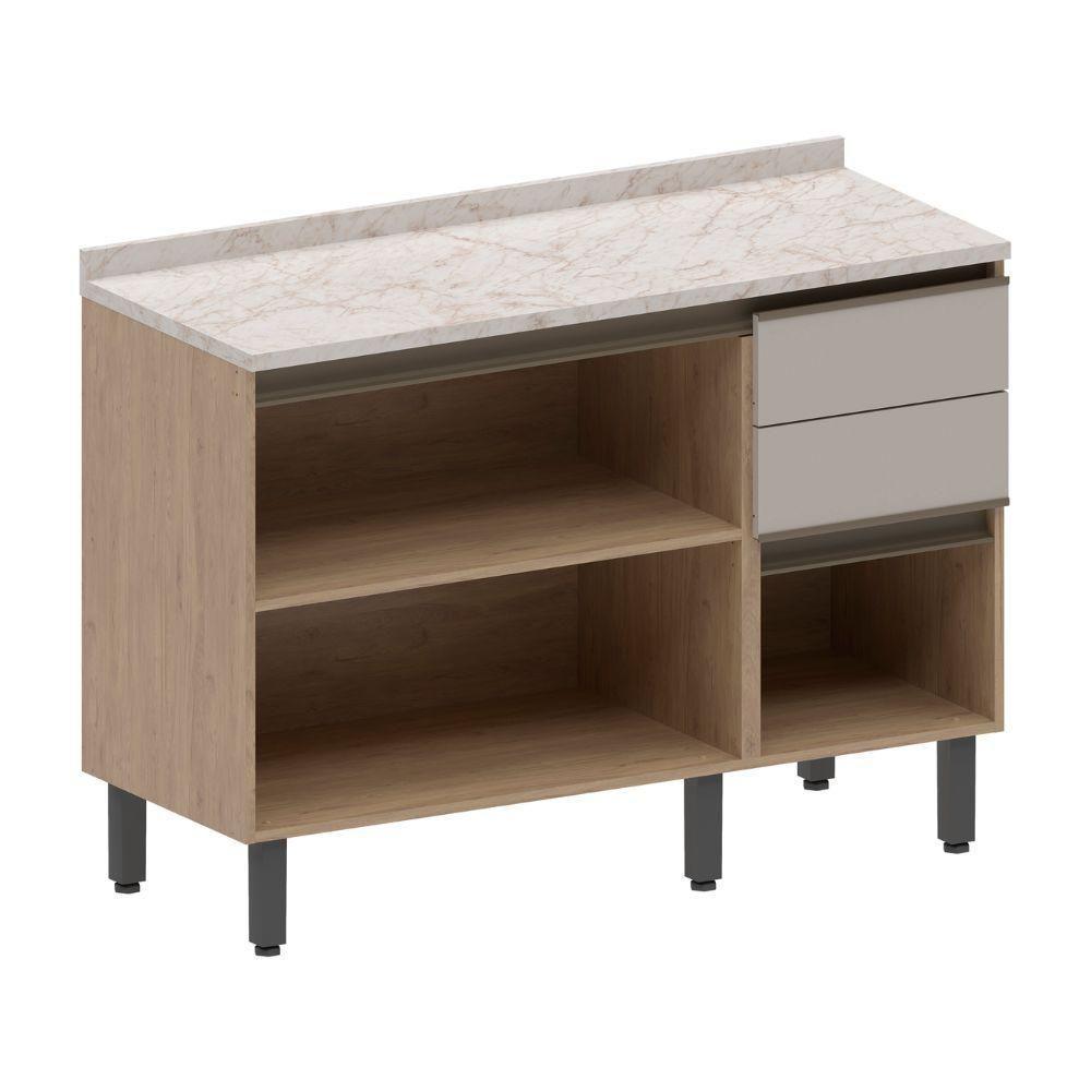 Balcão De Madeira 3 Portas 2 Gavetas Areia Urbana Bertolini Areia/carvalho - 3