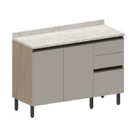 Balcão De Madeira 3 Portas 2 Gavetas Areia Urbana Bertolini Areia/carvalho - 1