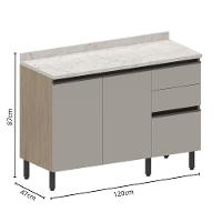 Balcão De Madeira 3 Portas 2 Gavetas Areia Urbana Bertolini Areia/carvalho - 2