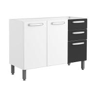 Balcão De Aço 3 Portas 2 Gavetas Preto Evidence Bertolini Branco/preto - 1
