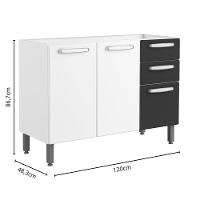 Balcão De Aço 3 Portas 2 Gavetas Preto Evidence Bertolini Branco/preto - 2