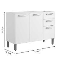 Balcão De Aço 3 Portas 2 Gavetas Branco Gourmet Bertolini Branco - 2