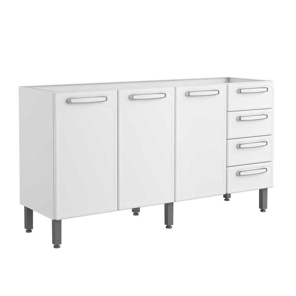 Balcão De Aço 3 Portas 4 Gavetas Branco Evidence Bertolini Branco - 2