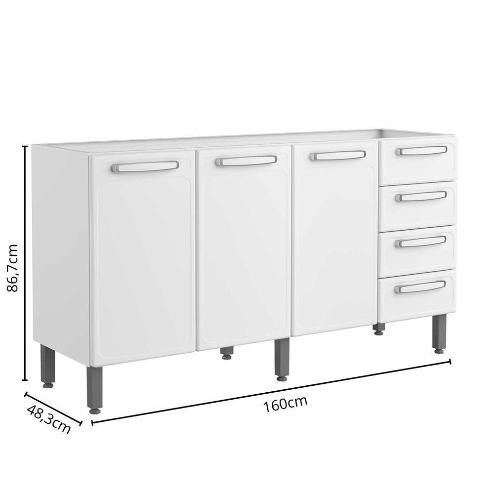 Balcão De Aço 3 Portas 4 Gavetas Branco Evidence Bertolini Branco - 3