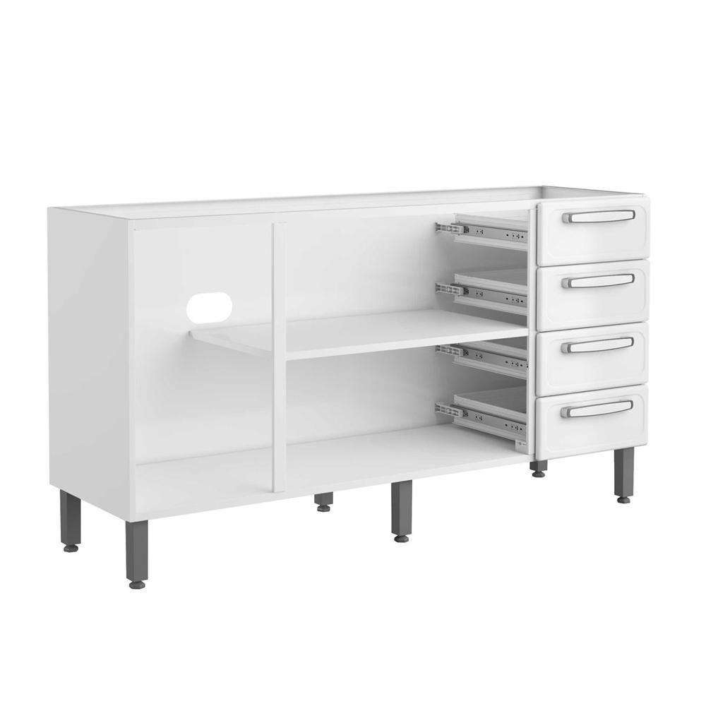 Balcão De Aço 3 Portas 4 Gavetas Branco Evidence Bertolini Branco - 4