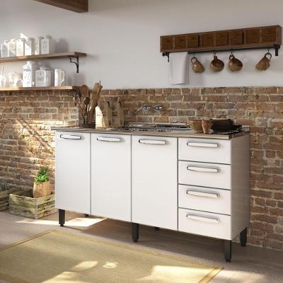 Balcão De Aço 3 Portas 4 Gavetas Branco Evidence Bertolini Branco