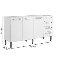 Balcão De Aço 3 Portas 4 Gavetas Branco Evidence Bertolini Branco - 3