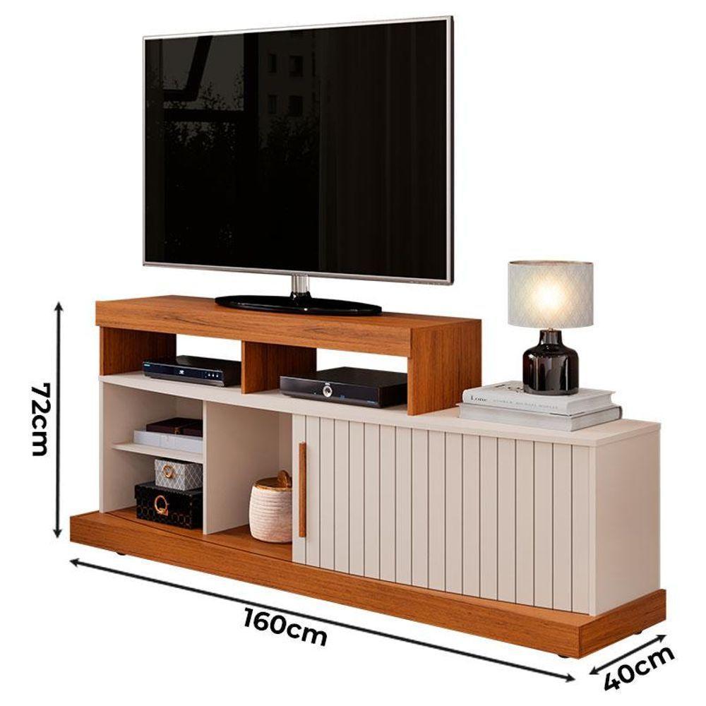 Rack Bancada Scala E Aparador Buffet Mercuri Freijó Off White - Dj Móveis - 2