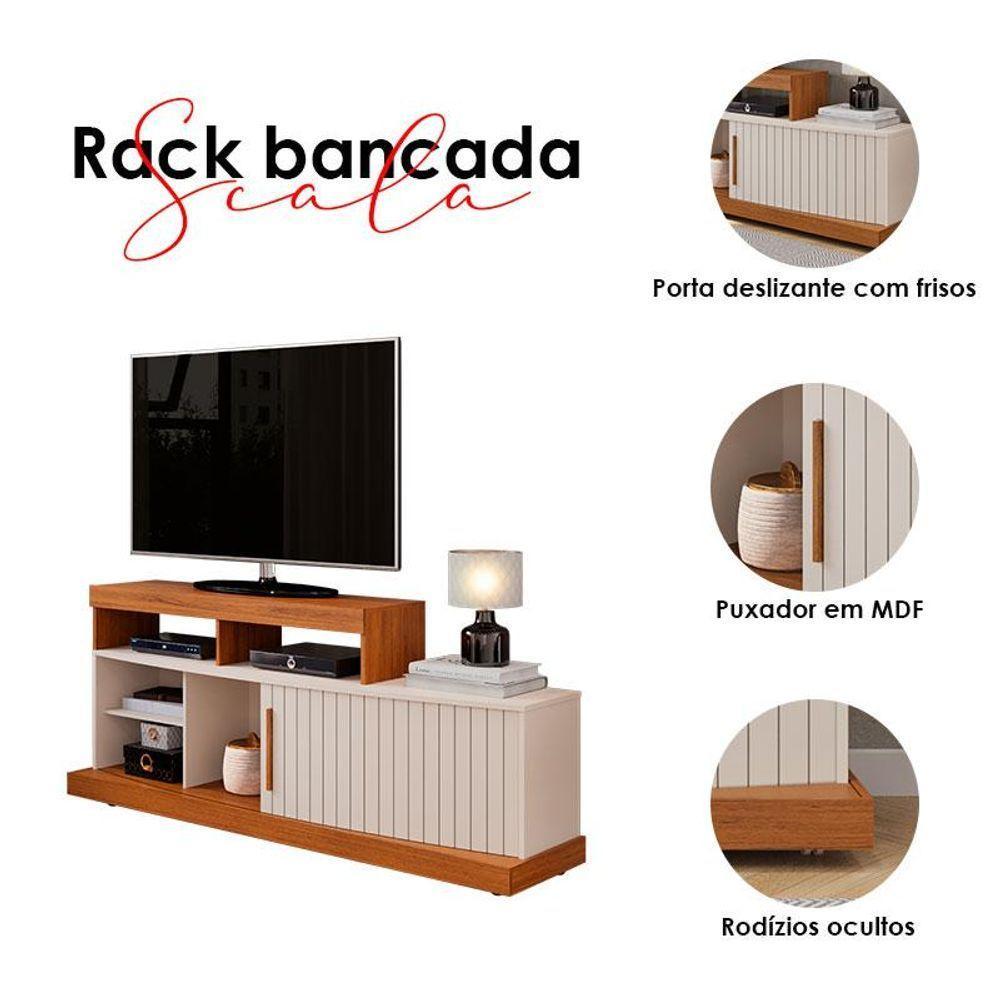 Rack Bancada Scala E Aparador Buffet Mercuri Freijó Off White - Dj Móveis - 4