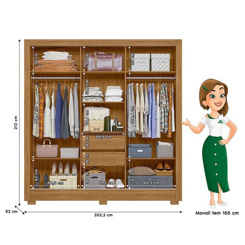 Guarda Roupa Solteiro Eldorado E Cômoda Ms913 Freijó Cinza - Moval - 4