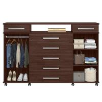 Guarda Roupa Casal Ecom 2 Com Multiuso Golden Com Cômoda London Café - Demóbile - 9