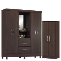 Guarda Roupa Casal Capelinha Lord Com Multiuso Viena Café - Demóbile - 1