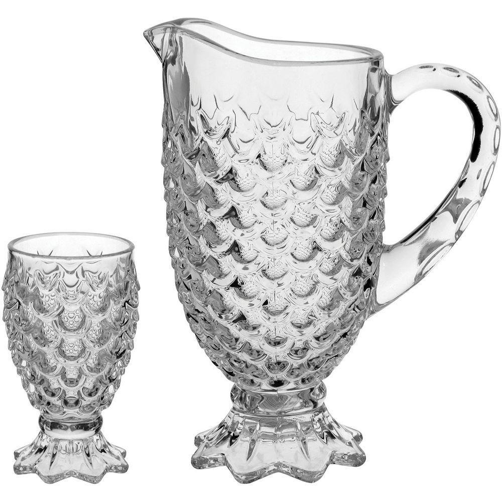 Maurícia Jg Jarra/Copos 14X33,5X25Cm 1,3L/220Ml Vidro Transp 7Pç - 1