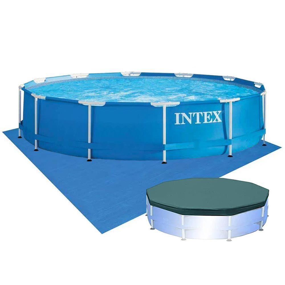Piscina 6.503 Litros Estrutural Armação Com Capa E Forro Intex - 1