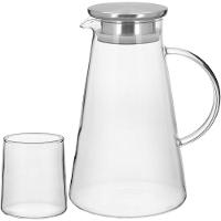 Jg Jarra/Copos 2L/300Ml Borosilicato Transp 7Pç Com Tampa Inox - 1