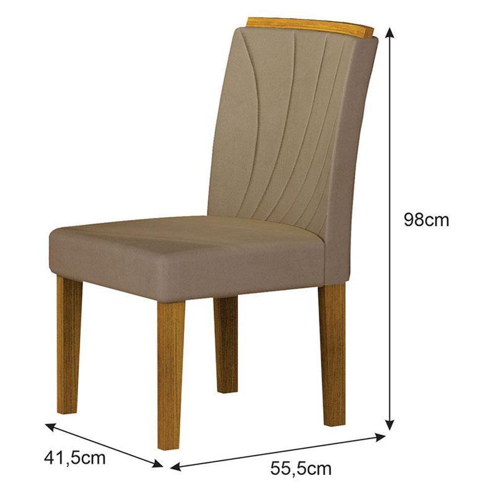 Cadeira Para Mesa De Jantar Lorena Plus Mdf Kit 2 Peças Freijó Joli Camurça - Leifer Móveis - 2