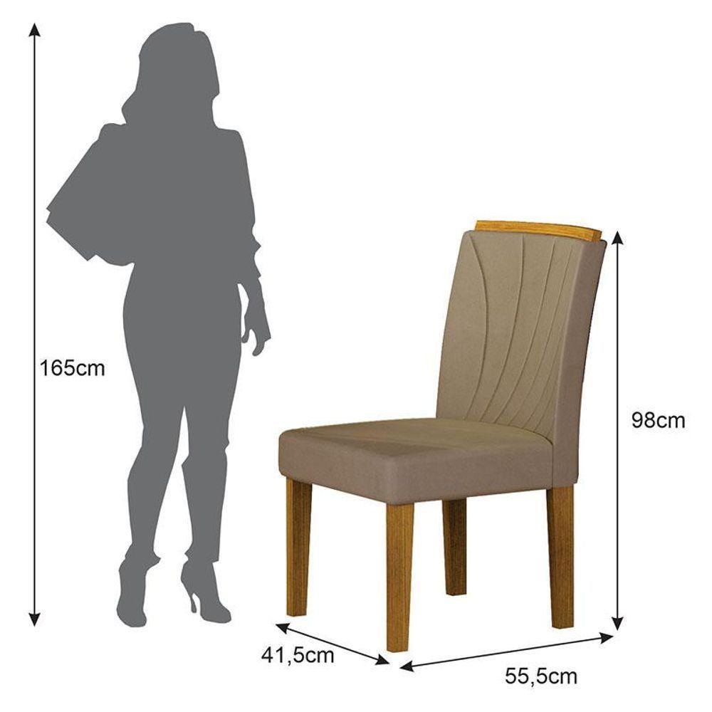 Cadeira Para Mesa De Jantar Lorena Plus Mdf Kit 2 Peças Freijó Joli Camurça - Leifer Móveis - 3