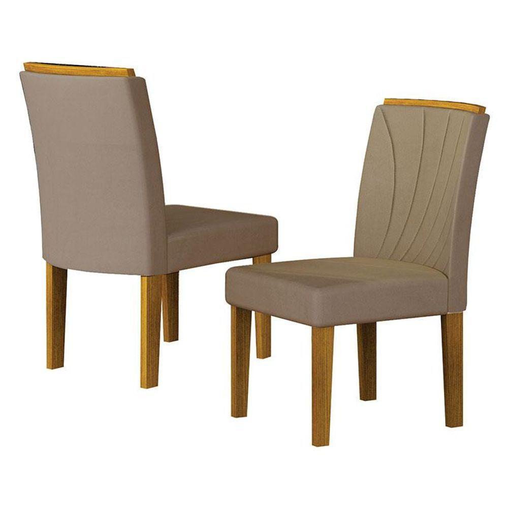 Cadeira Para Mesa De Jantar Lorena Plus Mdf Kit 2 Peças Freijó Joli Camurça - Leifer Móveis - 5