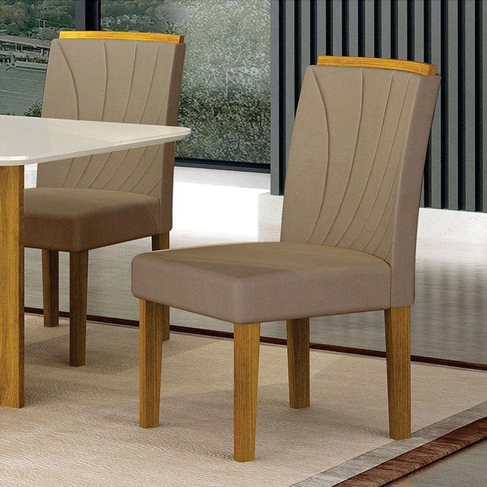 Cadeira Para Mesa De Jantar Lorena Plus Mdf Kit 2 Peças Freijó Joli Camurça - Leifer Móveis - 6
