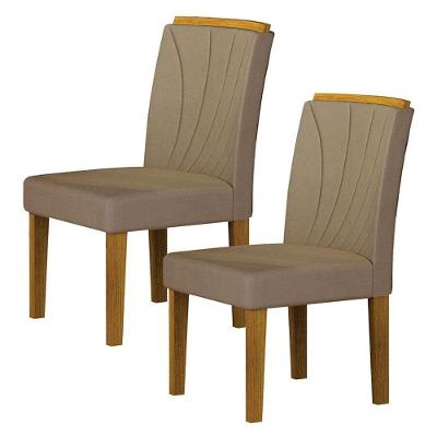 Cadeira Para Mesa De Jantar Lorena Plus Mdf Kit 2 Peças Freijó Joli Camurça - Leifer Móveis