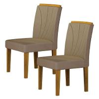 Cadeira Para Mesa De Jantar Lorena Plus Mdf Kit 2 Peças Freijó Joli Camurça - Leifer Móveis - 1