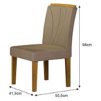 Cadeira Para Mesa De Jantar Lorena Plus Mdf Kit 2 Peças Freijó Joli Camurça - Leifer Móveis - 2