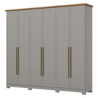 Guarda Roupa Casal Americano Prime 6 Portas 6 Gavetas Com Pés Cinza Nature - Henn - 1