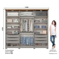 Guarda Roupa Casal Americano Prime 6 Portas 6 Gavetas Com Pés Cinza Nature - Henn - 3
