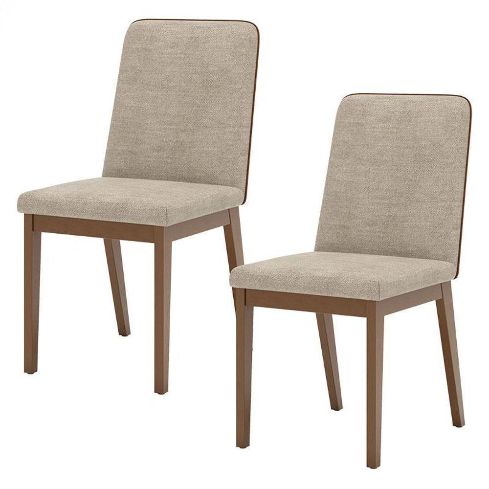 Cadeira Para Mesa De Jantar Pietra Ambiente Kit 02 Peças Corano Caramelo Creme - Henn - 5