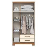 Guarda Roupa Solteiro Miami 3 Portas 2 Gavetas Com Chave Nature Off White - Henn - 2