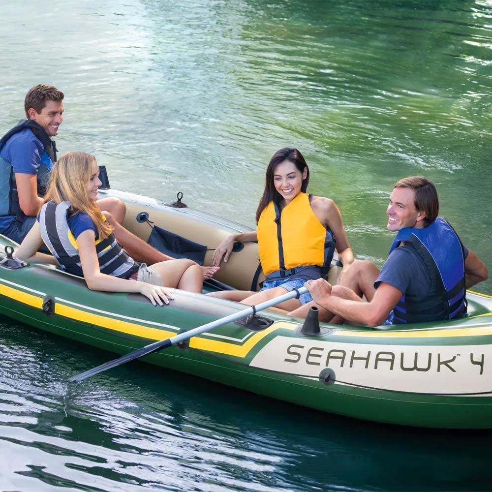 Bote Inflável Intex Seahawk 4 Pessoas 400 Remo Suporte Motor - 2