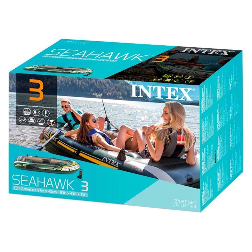 Bote Inflável Seahawk 3 Pessoas 360kg Remos Bomba Intex - 6