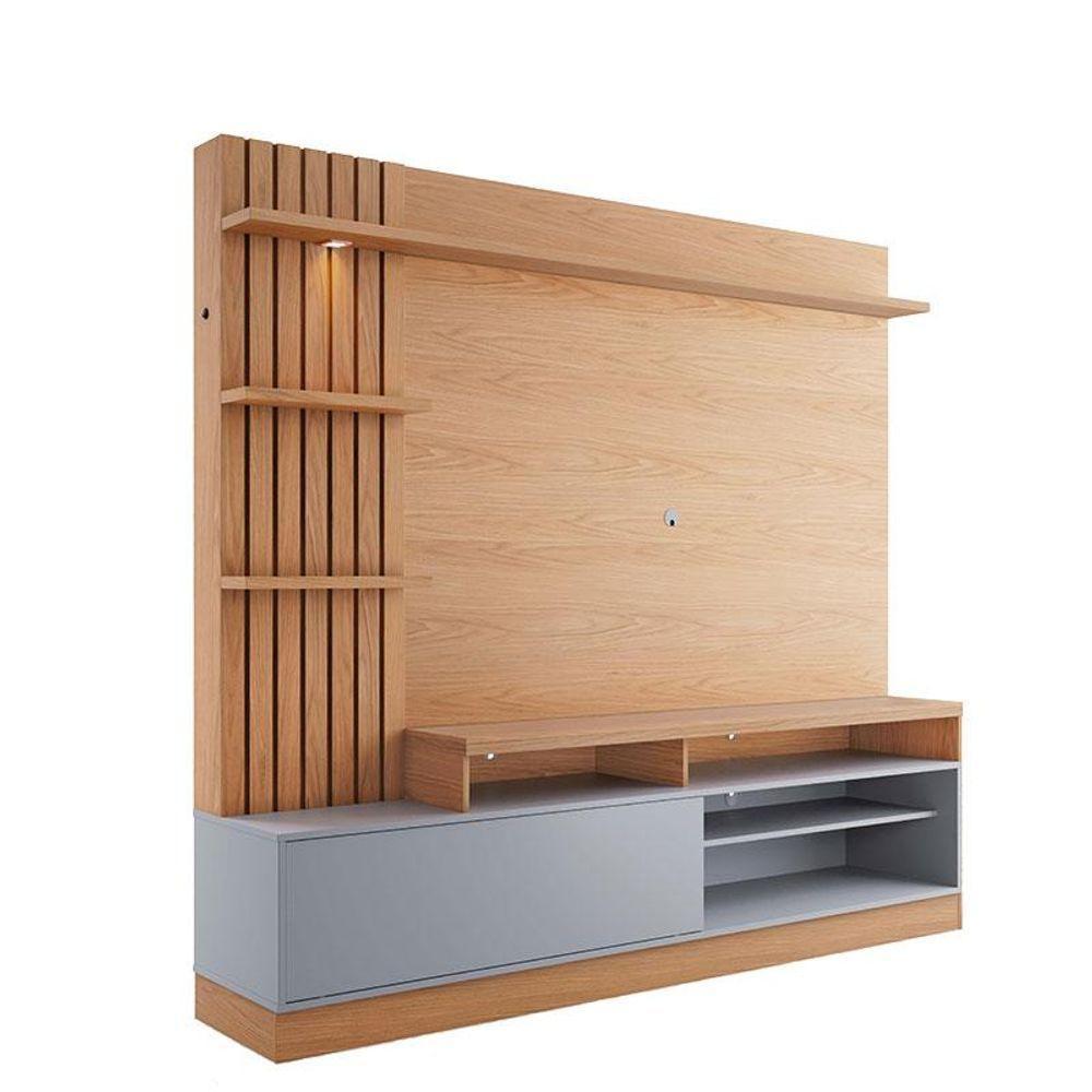 Estante Home Theater Maceió Freijó Cinza Acetinado Com Aparador Riviera Freijó - Colibri - 2