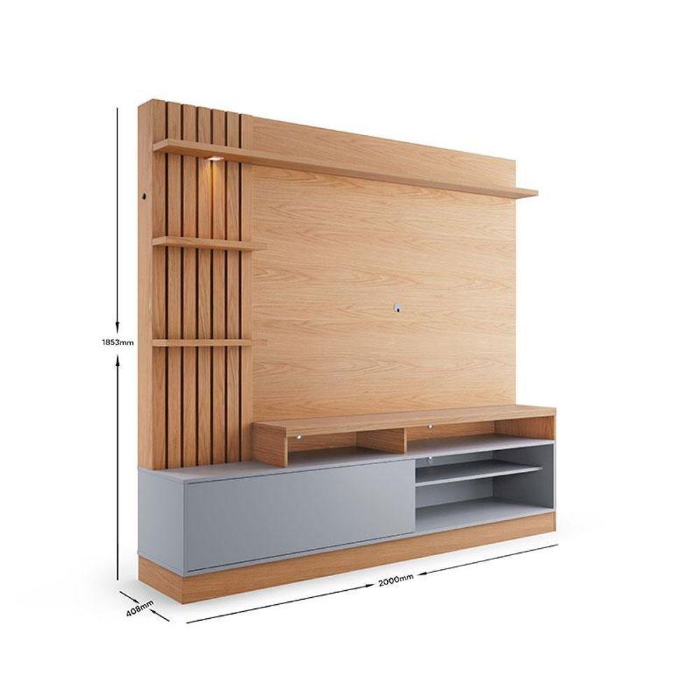 Estante Home Theater Maceió Freijó Cinza Acetinado Com Aparador Riviera Freijó - Colibri - 4