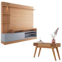 Estante Home Theater Maceió Freijó Cinza Acetinado Com Aparador Riviera Freijó - Colibri - 1