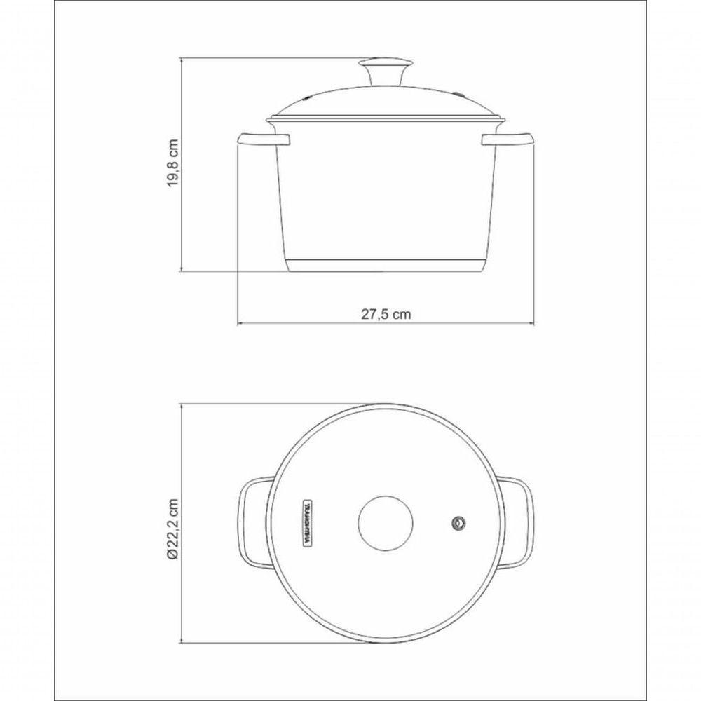 Caldeirão Tramontina Allegra Aço Inox E Tampa De Vidro 20cm - 5