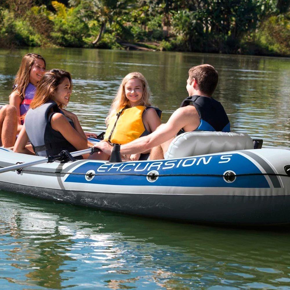 Bote Inflável Intex Excursion 5 Remos Bomba Capota Suporte Motor - 2