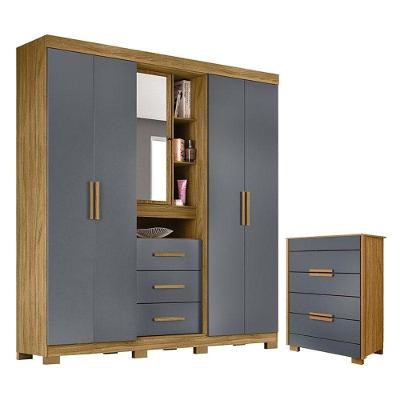 Guarda Roupa Solteiro Eldorado E Cômoda Dhara Freijó Cinza - Moval