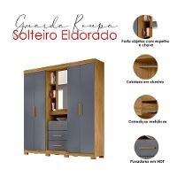 Guarda Roupa Solteiro Eldorado E Cômoda Dhara Freijó Cinza - Moval - 3