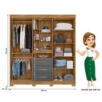 Guarda Roupa Solteiro Eldorado E Cômoda Dhara Freijó Cinza - Moval