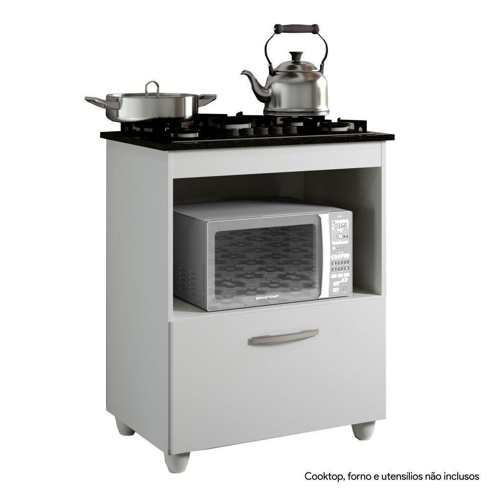 Balcão para Cooktop 4 Bocas Salvia Kaiki Móveis Branco - 4