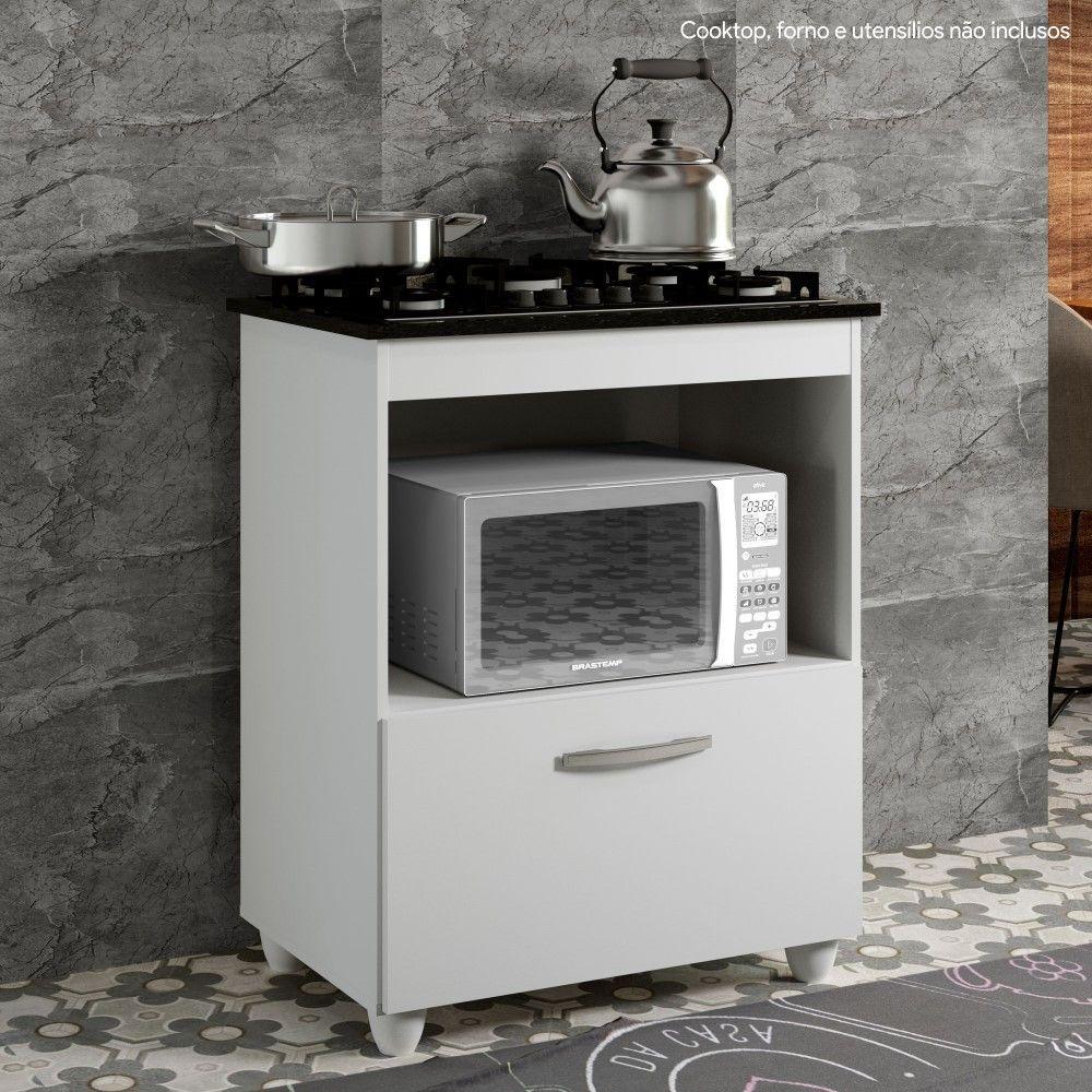 Balcão para Cooktop 4 Bocas Salvia Kaiki Móveis Branco - 10