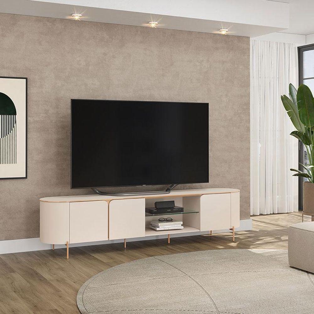 Rack Bancada Para Sala Ariana Off White - Dj Móveis - 5