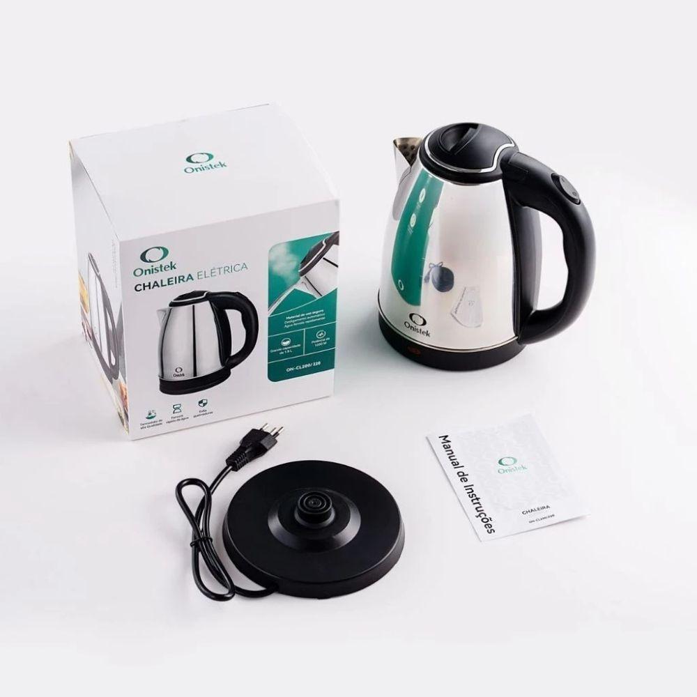 Chaleira Elétrica Onistek Original Inox 1,8l – Fervura Rápida, Segura E Automática - 110V - 1