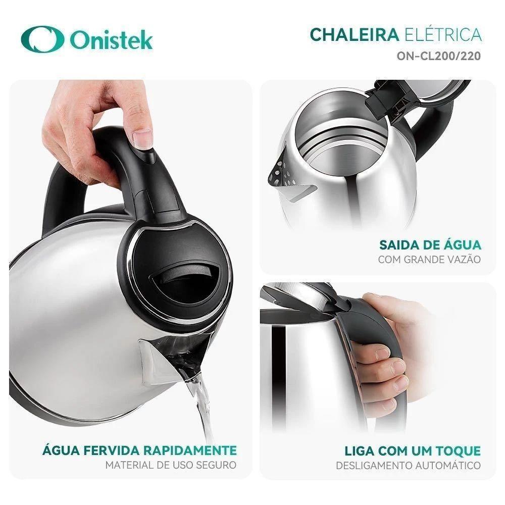Chaleira Elétrica Onistek Original Inox 1,8l – Fervura Rápida, Segura E Automática - 110V - 5